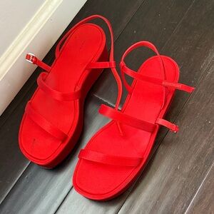 The Row platform Red Strappy Sandals